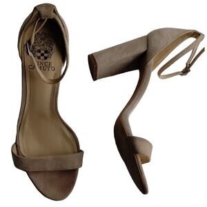 Vince Camuto VP Malissa  High Block Heels Sandals Leather upper Nude Beige 9.5